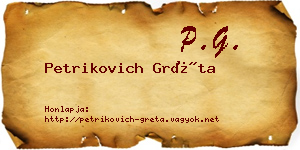 Petrikovich Gréta névjegykártya